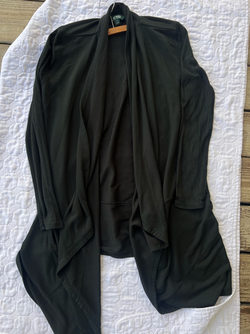 Ralph Lauren Black Open-Front Draped Cardigan Womens size medium